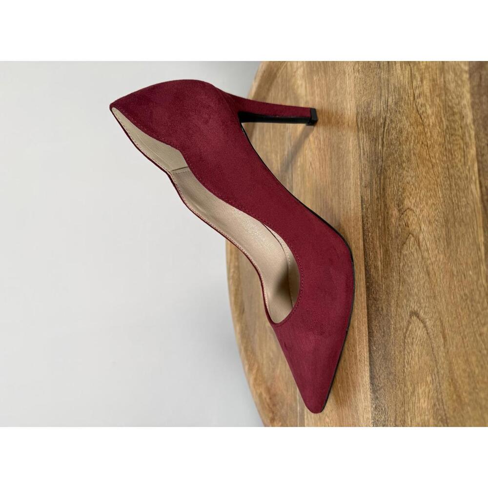 French Connection Burgundy Suede Pointed Toe Stiletto Heels Size 9 NWB - Picture 11 of 14